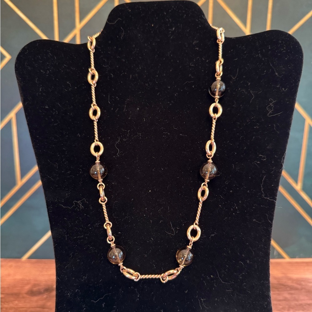 Lisa Robertson Rose Gold and Smoky Quartz Beaded Necklace